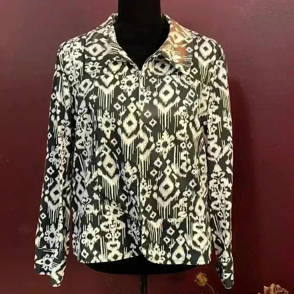Erin (London) Tribal Print Zip Up Women’s PL Jacket Gorpcore